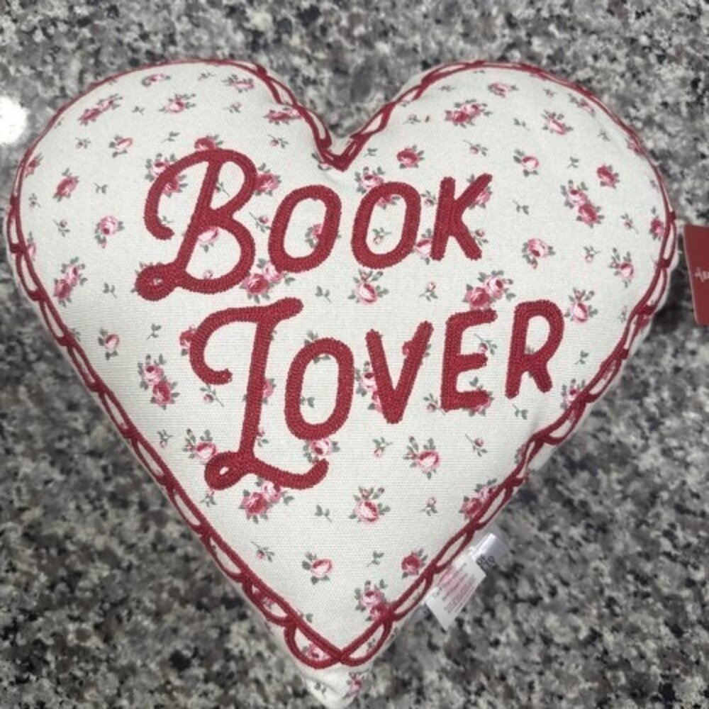 Barnes & Noble Embroidered Book Lover Pillow Valentine's Day 2026 NEW! RARE!